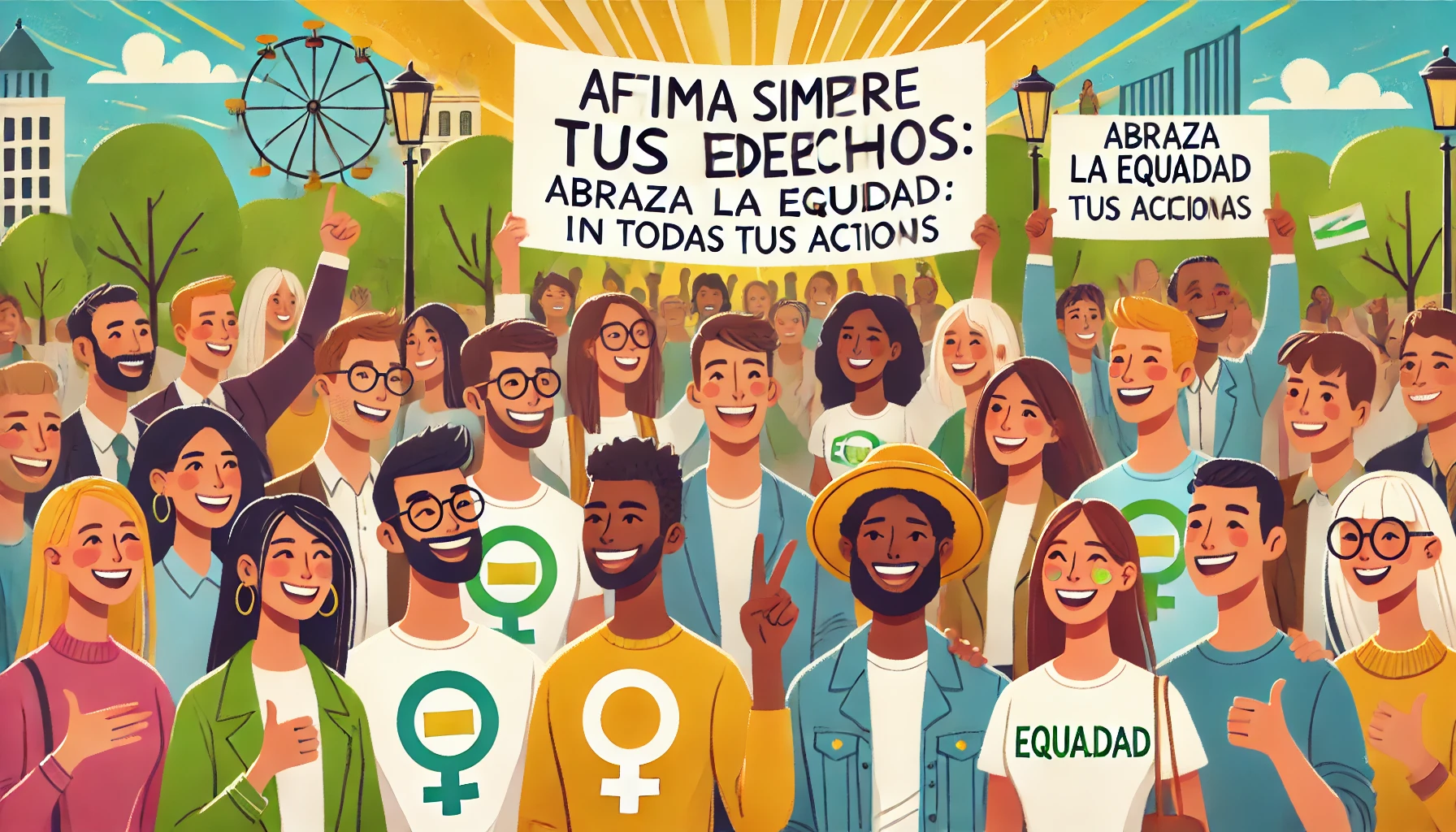 La imagen presenta un entorno donde hay igualdad y equidad.